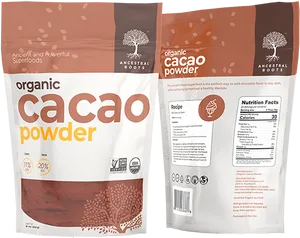 Organic Cacao Powder Packaging PNG image