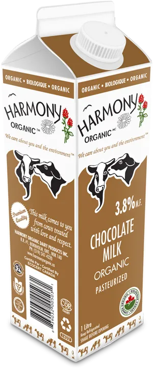 Organic Chocolate Milk Carton PNG image