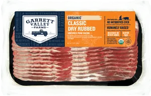 Organic Dry Rubbed Uncured Bacon Package PNG image