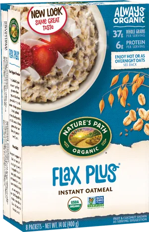 Organic Flax Plus Instant Oatmeal Package PNG image