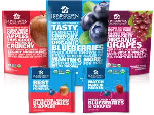 Organic Freeze Dried Fruit Packages PNG image