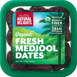 Organic Fresh Medjool Dates Packaging PNG image