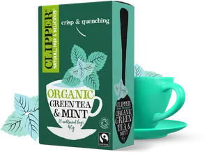 Organic Green Teaand Mint Packaging PNG image