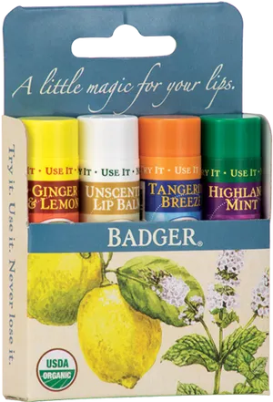 Organic Lip Balm Variety Pack Badger PNG image