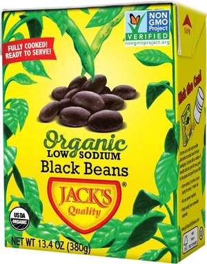 Organic Low Sodium Black Beans Packaging Jacks Quality PNG image