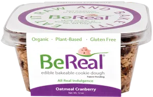 Organic Oatmeal Cranberry Cookie Dough Packaging PNG image
