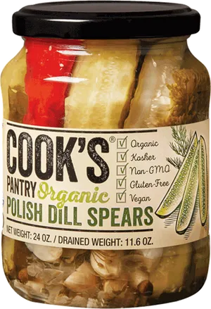 Organic Polish Dill Pickles Jar PNG image