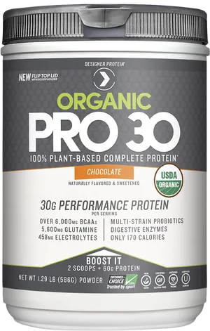 Organic Protein Powder Chocolate Flavor PNG image