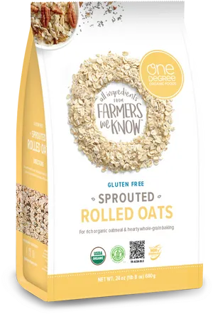 Organic Sprouted Rolled Oats Package PNG image