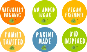 Organic Vegan Friendly Product Labels PNG image