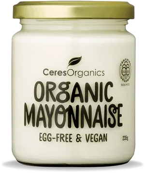 Organic Vegan Mayonnaise Jar PNG image