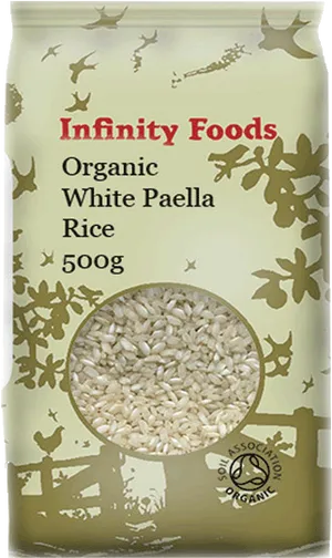 Organic White Paella Rice Packaging PNG