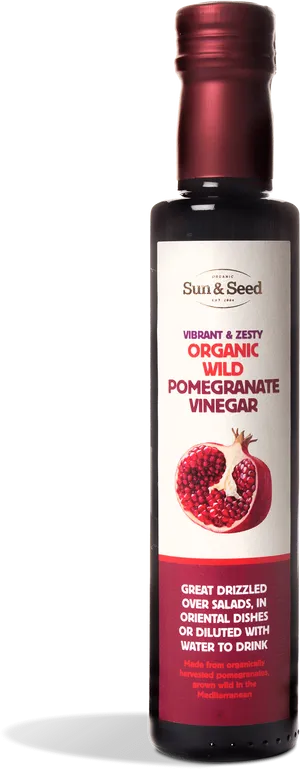 Organic Wild Pomegranate Vinegar Bottle PNG image