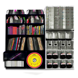 Organized Vinyl Record Collection PNG Byc