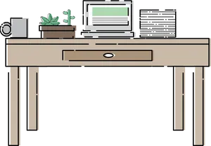 Organized Workstation Vector Illustration PNG