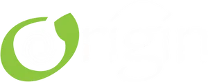 Origin Logo Whiteon Teal PNG image