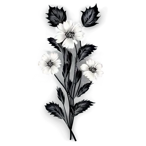 Ornamental Black White Flowers PNG Oma PNG