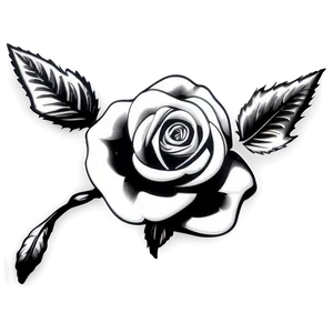 Ornamental Rose Black And White PNG 06132024