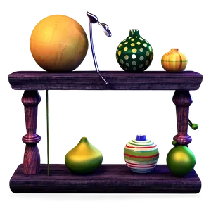 Ornamental Wood Shelf Displays PNG Dut