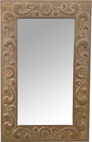 Ornate Antique Wooden Mirror Frame PNG image