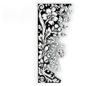 Ornate Black Floral Border PNG Myv65 PNG
