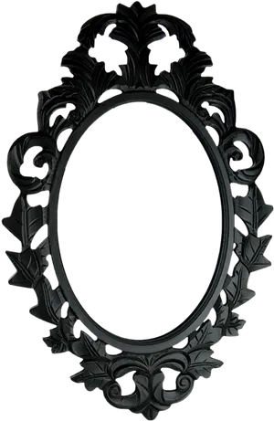 Ornate Black Vintage Mirror Frame PNG image