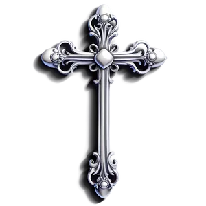 Ornate Chrome Heart Cross Graphic Png 06132024 PNG image