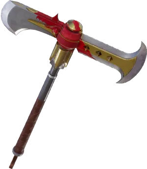 Ornate Double Bladed Axe PNG