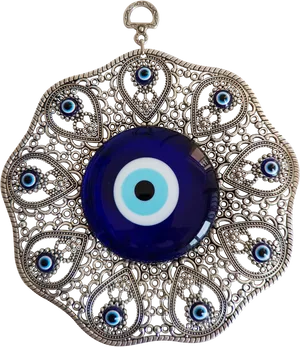 Ornate Evil Eye Amulet PNG image