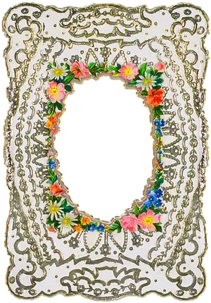 Ornate Floral Photo Frame PNG image