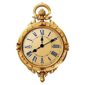 Ornate Gold Clock PNG Dtm14