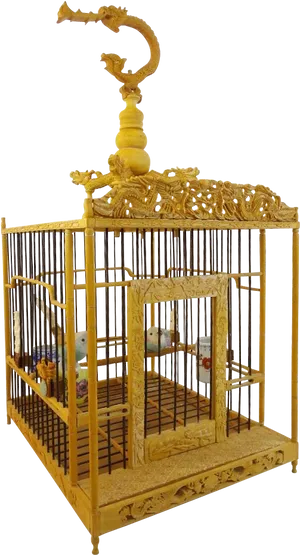 Ornate Golden Birdcage PNG