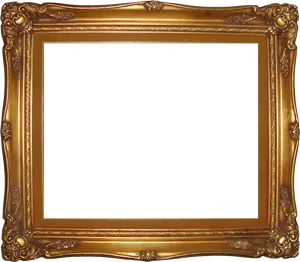 Ornate Golden Frame Black Background PNG image