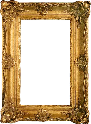 Ornate Golden Frame Black Interior PNG image