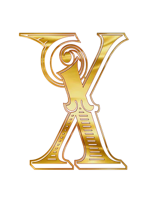 Ornate Golden Letter X PNG image