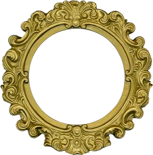 Ornate Golden Round Frame PNG image