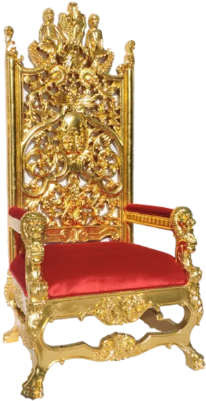 Ornate Golden Royal Throne PNG image