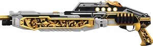 Ornate Golden Sci Fi Rifle PNG