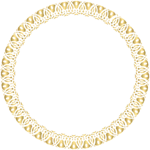 Ornate Golden Skull Round Frame PNG image