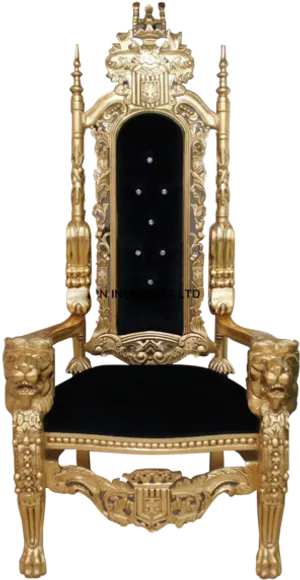 Ornate Golden Throne Chair PNG image