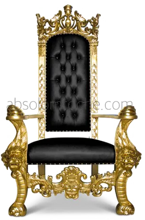 Ornate Golden Throne Chair PNG