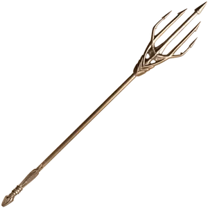 Ornate Golden Trident Weapon PNG image