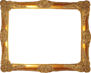 Ornate Golden Wooden Frame PNG image