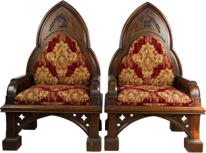 Ornate Gothic Throne Chairs PNG image