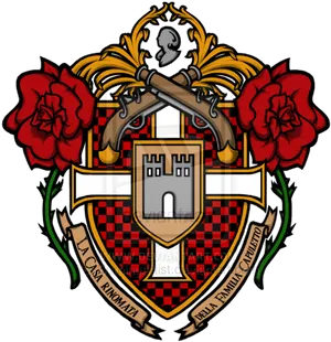 Ornate_ Heraldic_ Crest_with_ Red_ Roses PNG image
