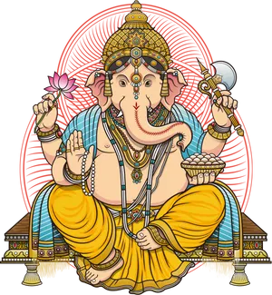 Ornate Lord Ganesh Artwork PNG image