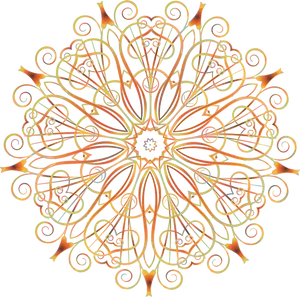 Ornate Orange Mandala Art PNG image