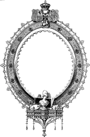 Ornate Oval Frame Vintage Illustration PNG image