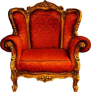 Ornate Red Gold Vintage Chair PNG image