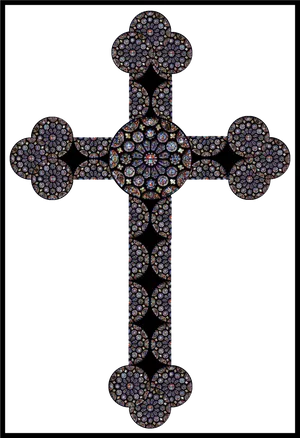 Ornate Stained Glass Cross Design PNG image